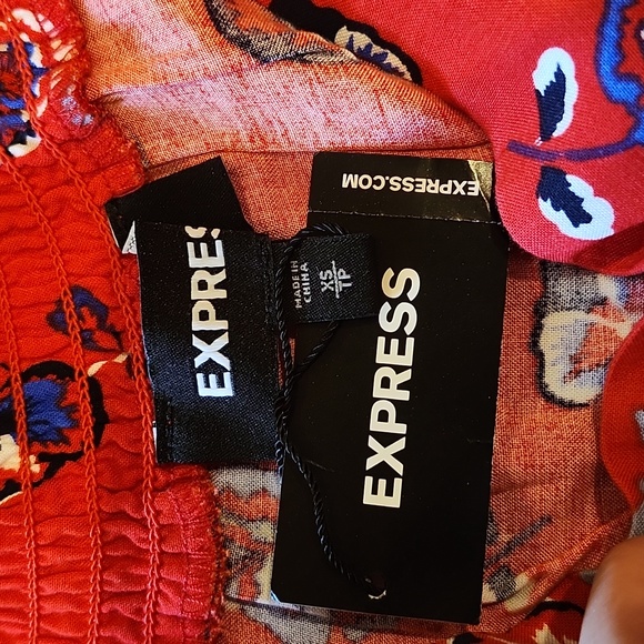 Express Vibrant Red Floral High-Low Skirt - Picture 2 of 6